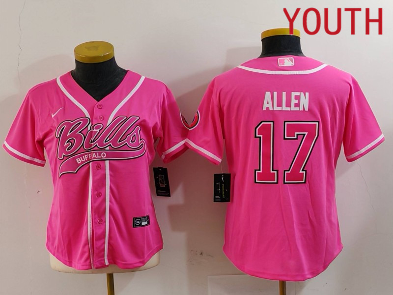 Youth Buffalo Bills #17 Allen Pink Joint Name 2024 Nike Limited NFL Jersey style 912